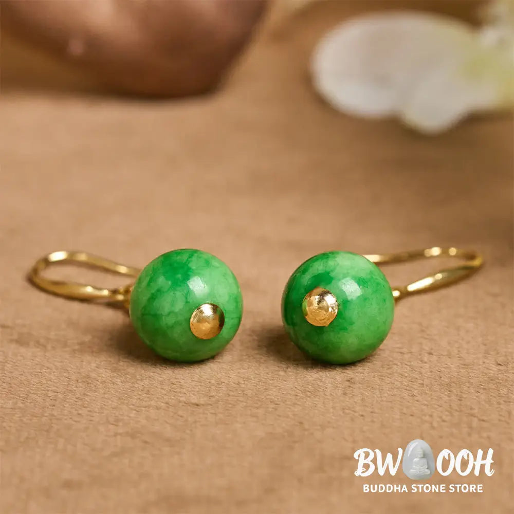 Buddha Stones 925 Sterling Silver Green Chalcedony Strength Courage Earrings - Green Chalcedony(925 Sterling Silver