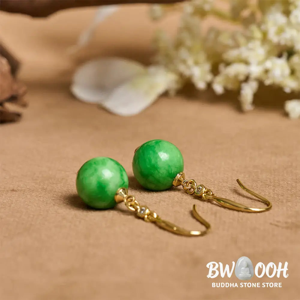 Buddha Stones 925 Sterling Silver Green Chalcedony Strength Courage Earrings - Green Chalcedony(925 Sterling Silver