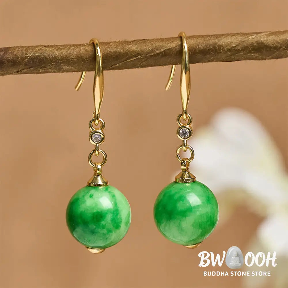 Buddha Stones 925 Sterling Silver Green Chalcedony Strength Courage Earrings - Green Chalcedony(925 Sterling Silver