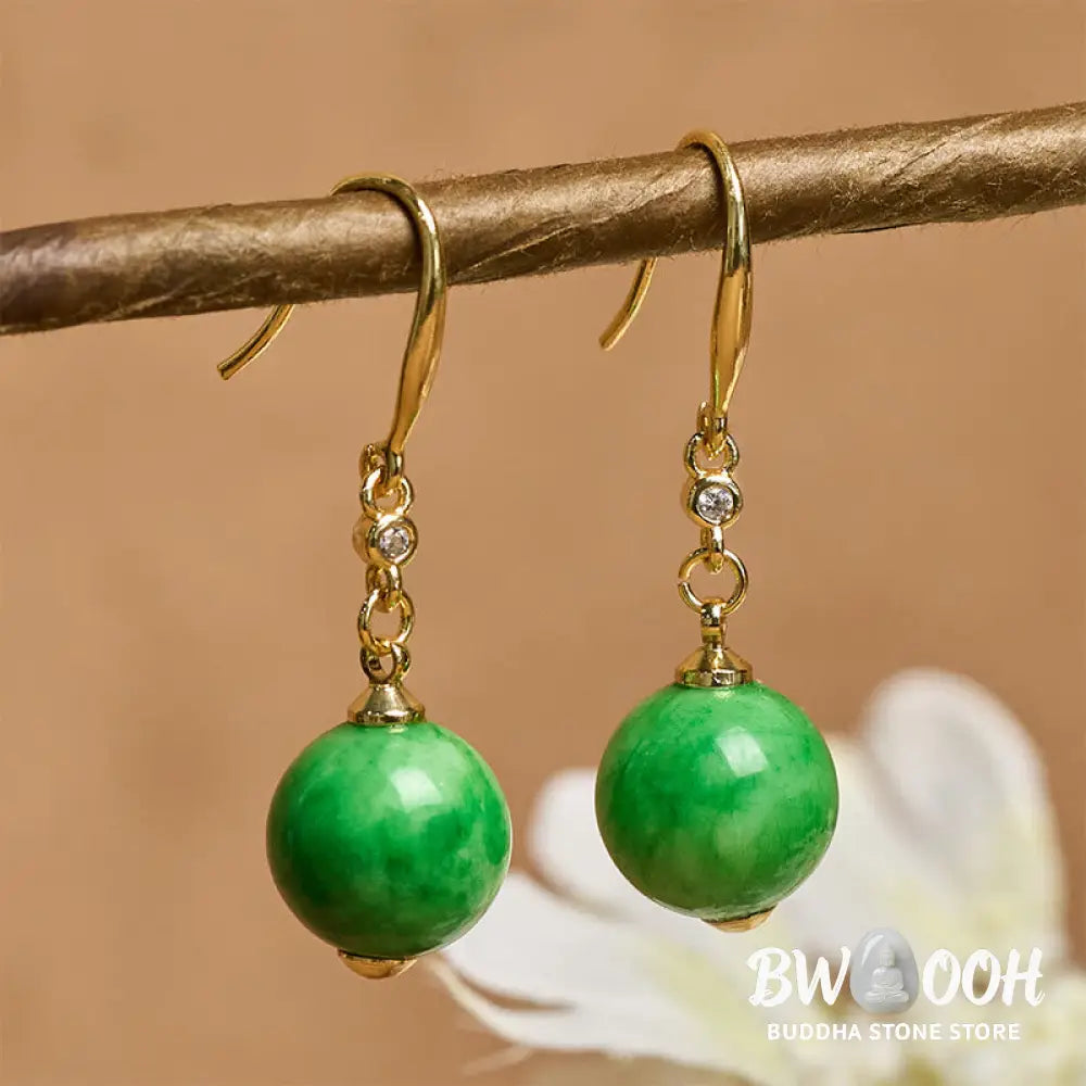 Buddha Stones 925 Sterling Silver Green Chalcedony Strength Courage Earrings - Green Chalcedony(925 Sterling Silver