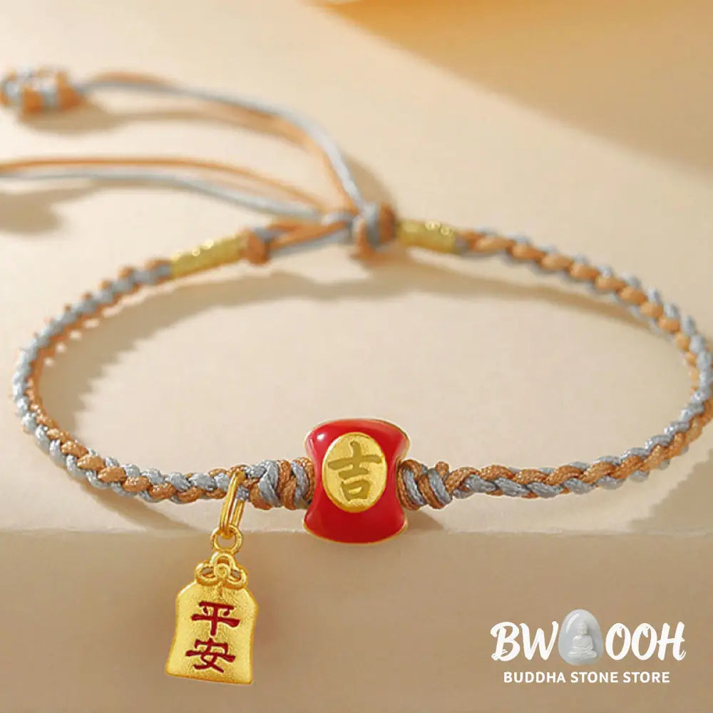Buddha Stones 925 Sterling Silver Handmade Auspicious Chinese Character Blessing Braided String Bracelet - BWOOOH