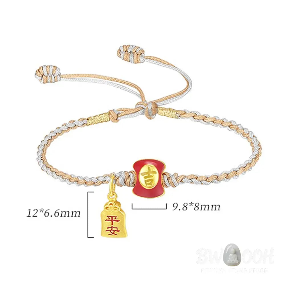 Buddha Stones 925 Sterling Silver Handmade Auspicious Chinese Character Blessing Braided String Bracelet - BWOOOH