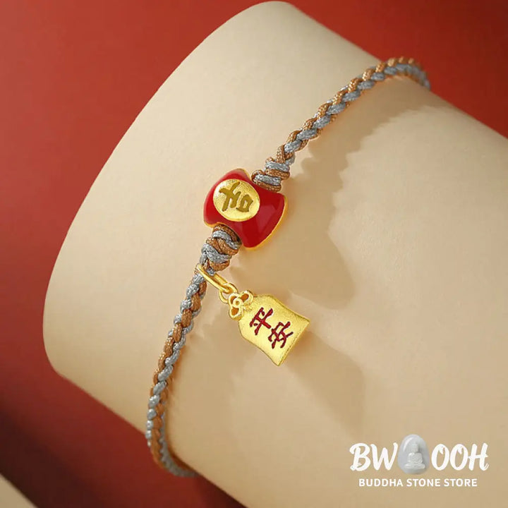 Buddha Stones 925 Sterling Silver Handmade Auspicious Chinese Character Blessing Braided String Bracelet - BWOOOH
