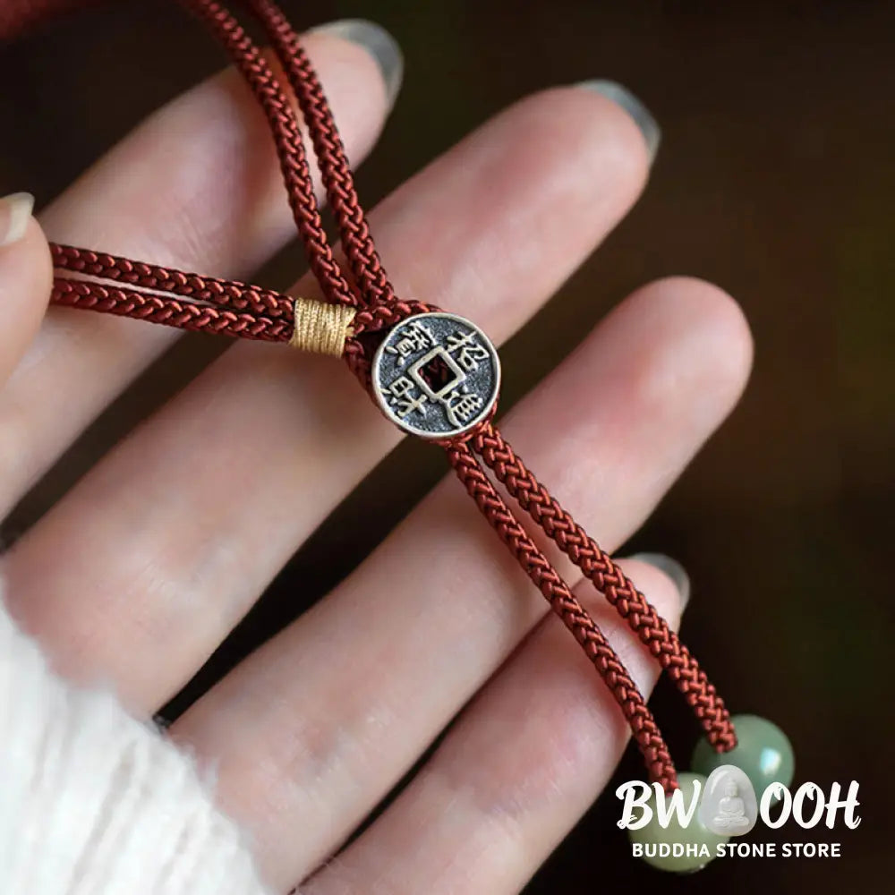 Buddha Stones 925 Sterling Silver Handmade Chinese Zodiac Natal Buddha Cyan Bodhi Seed Protection Braided Red String