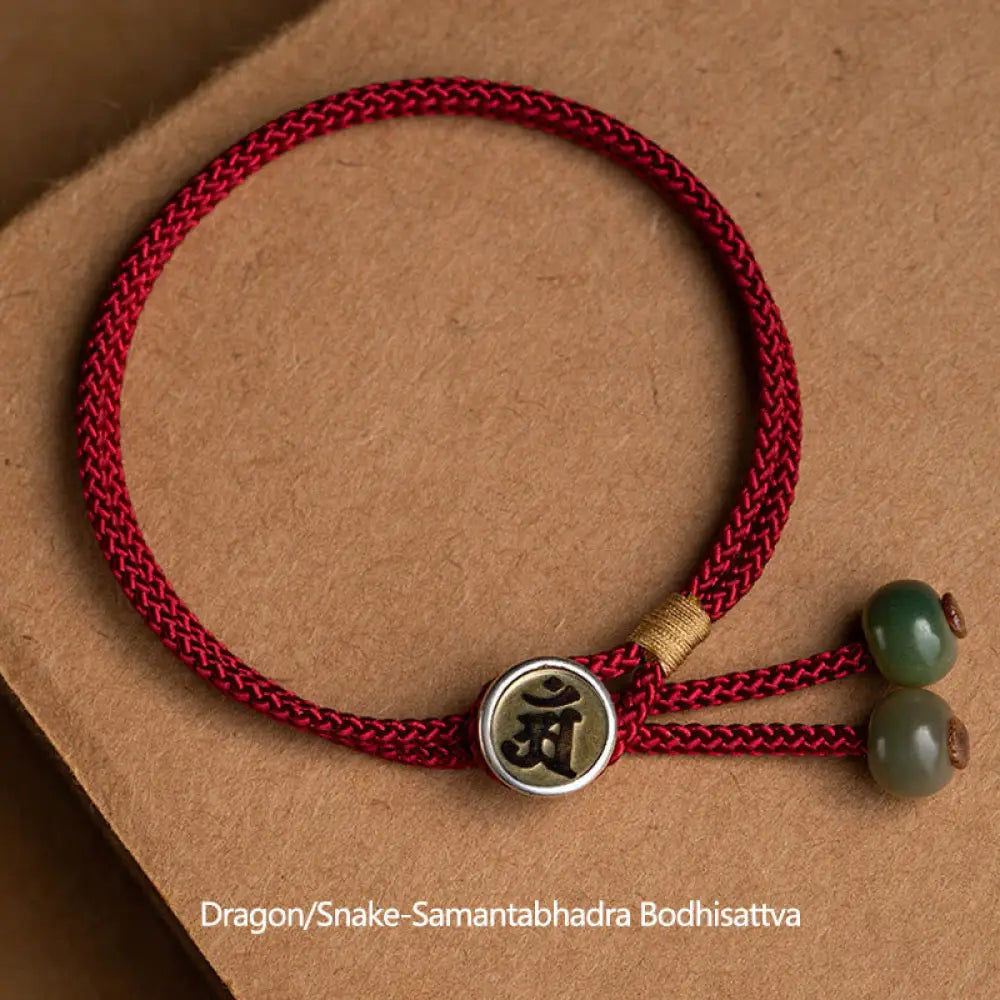 Buddha Stones 925 Sterling Silver Handmade Chinese Zodiac Natal Buddha Cyan Bodhi Seed Protection Braided Red String