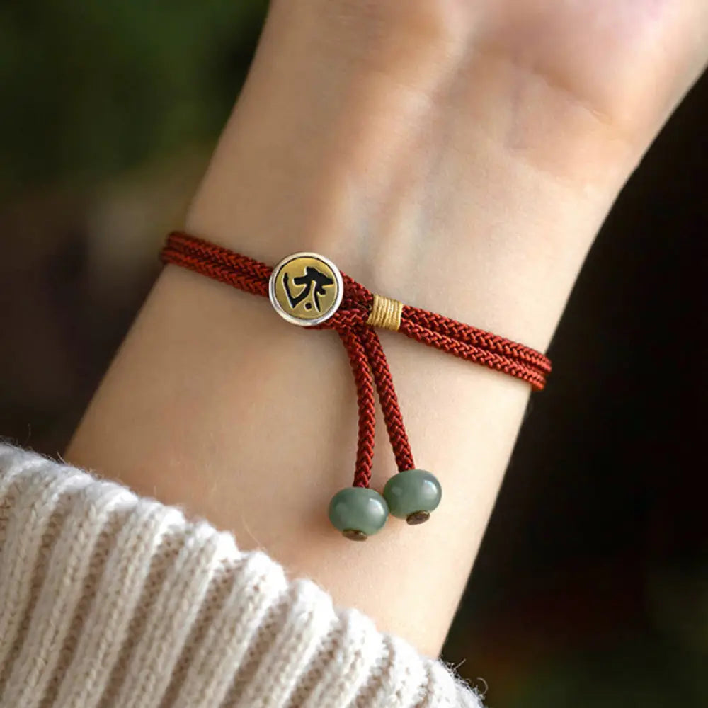 Buddha Stones Buddha Stones 925 Sterling Silver Handmade Chinese Zodiac Natal Buddha Cyan Bodhi Seed Protection Braided Red String Bracelet - BWOOOH - Handcrafted 925 Sterling Silver jewelry
