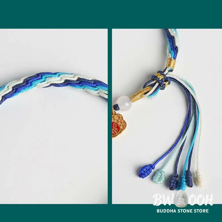 Buddha Stones 925 Sterling Silver Handmade Gourd Blessing String Reincarnation Knot Bracelet - BWOOOH - Reincarnation