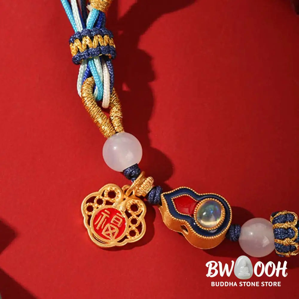 Buddha Stones 925 Sterling Silver Handmade Gourd Blessing String Reincarnation Knot Bracelet - BWOOOH - Reincarnation