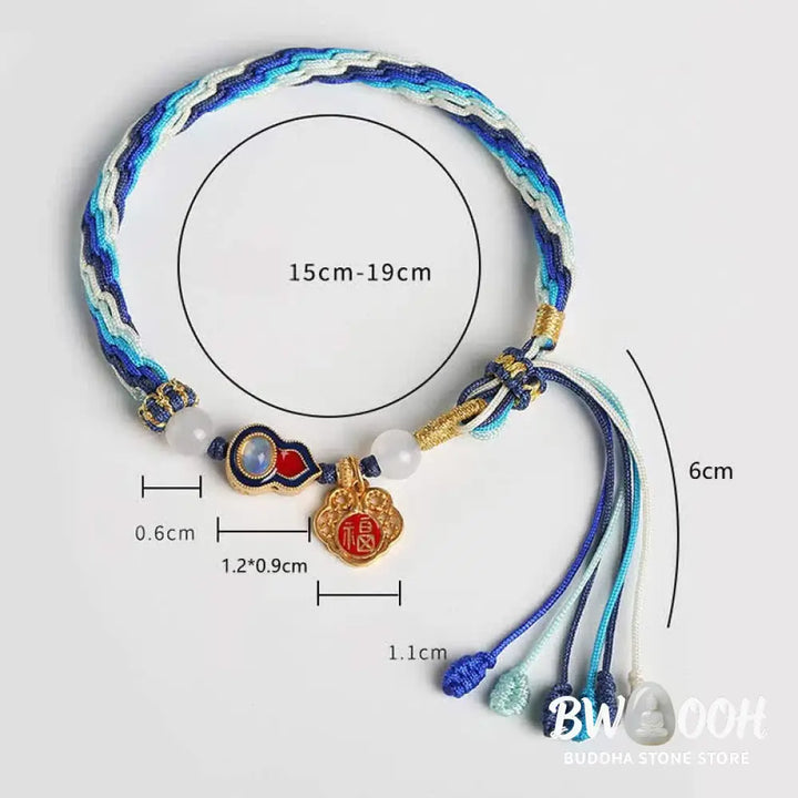 Buddha Stones 925 Sterling Silver Handmade Gourd Blessing String Reincarnation Knot Bracelet - BWOOOH - Reincarnation