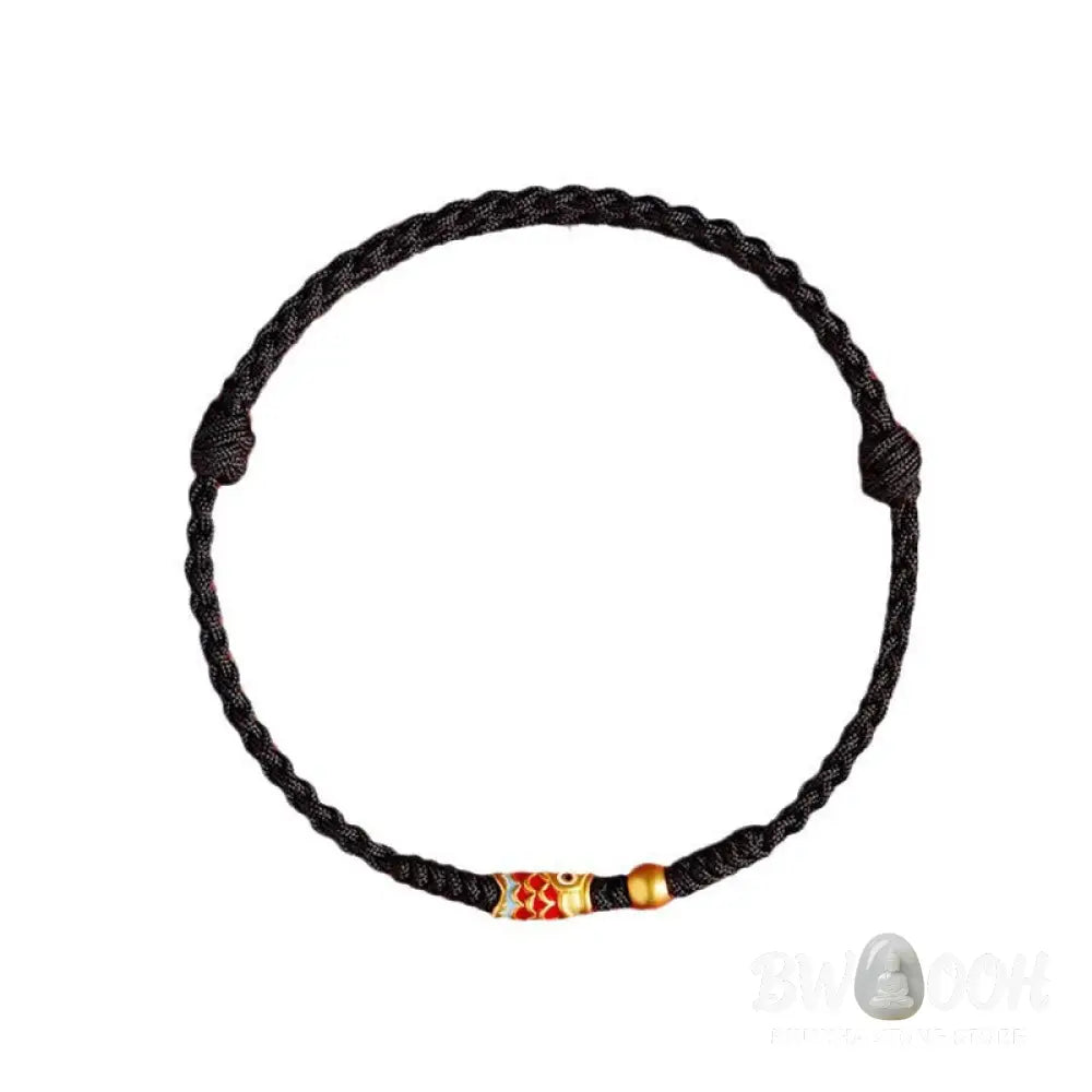 Buddha Stones 925 Sterling Silver Handmade Koi Fish Wealth Success Braided Rope Bracelet - BWOOOH - Bracelet