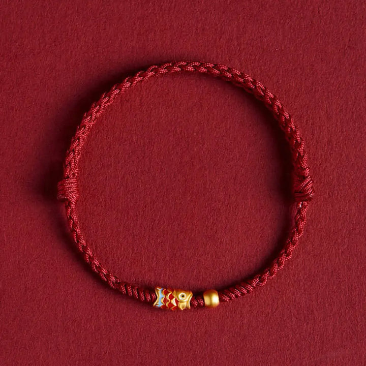 Buddha Stones Buddha Stones 925 Sterling Silver Handmade Koi Fish Wealth Success Braided Rope Bracelet - BWOOOH - Handcrafted 925 Sterling Silver jewelry