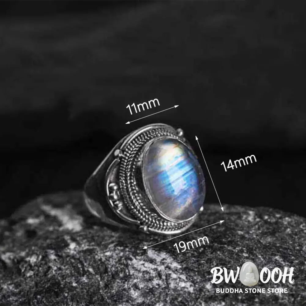 Buddha Stones 925 Sterling Silver Handmade Natural Moonstone Healing Adjustable Ring - Ring