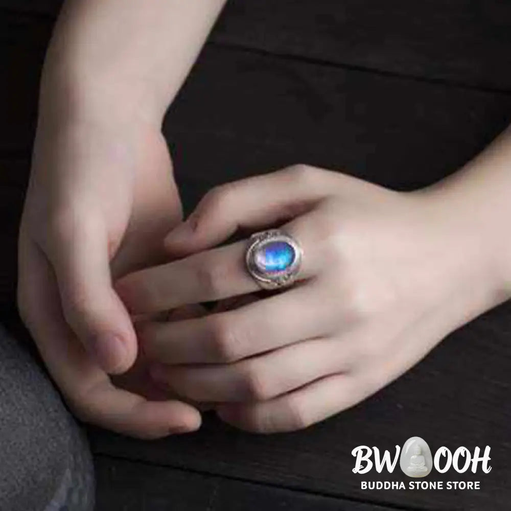 Buddha Stones 925 Sterling Silver Handmade Natural Moonstone Healing Adjustable Ring - Ring