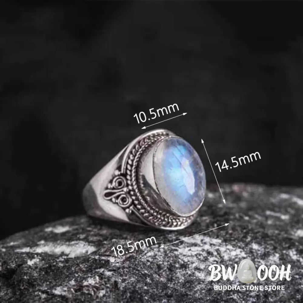 Buddha Stones 925 Sterling Silver Handmade Natural Moonstone Healing Adjustable Ring - Ring