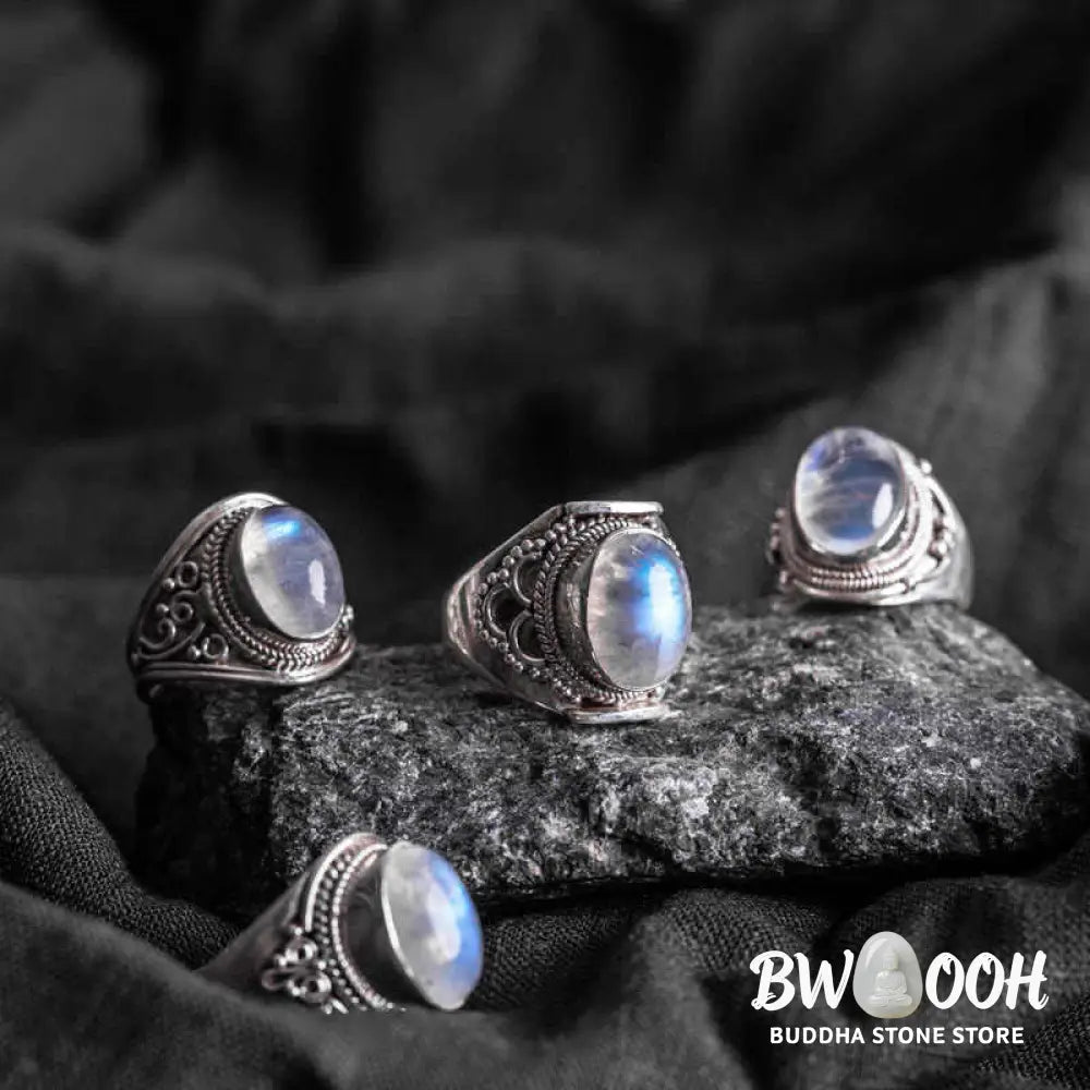 Buddha Stones 925 Sterling Silver Handmade Natural Moonstone Healing Adjustable Ring - Ring