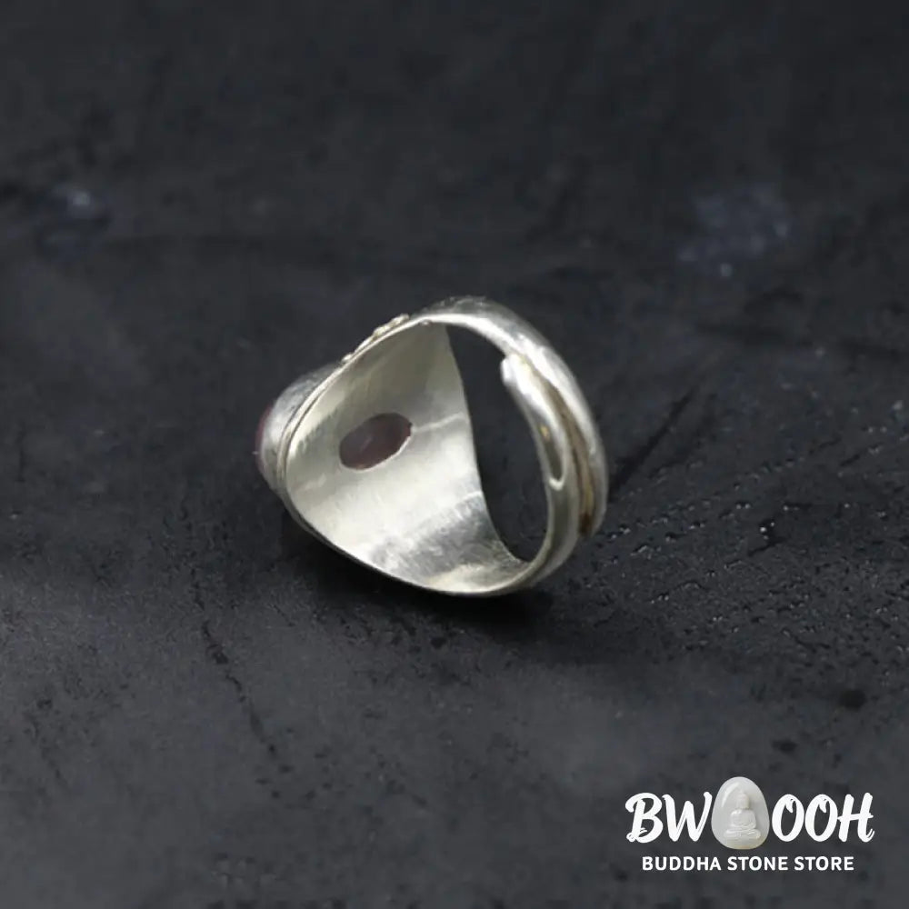 Buddha Stones 925 Sterling Silver Handmade Natural Rose Quartz Loving Energy Adjustable Ring - US5-US15(Adjustable)