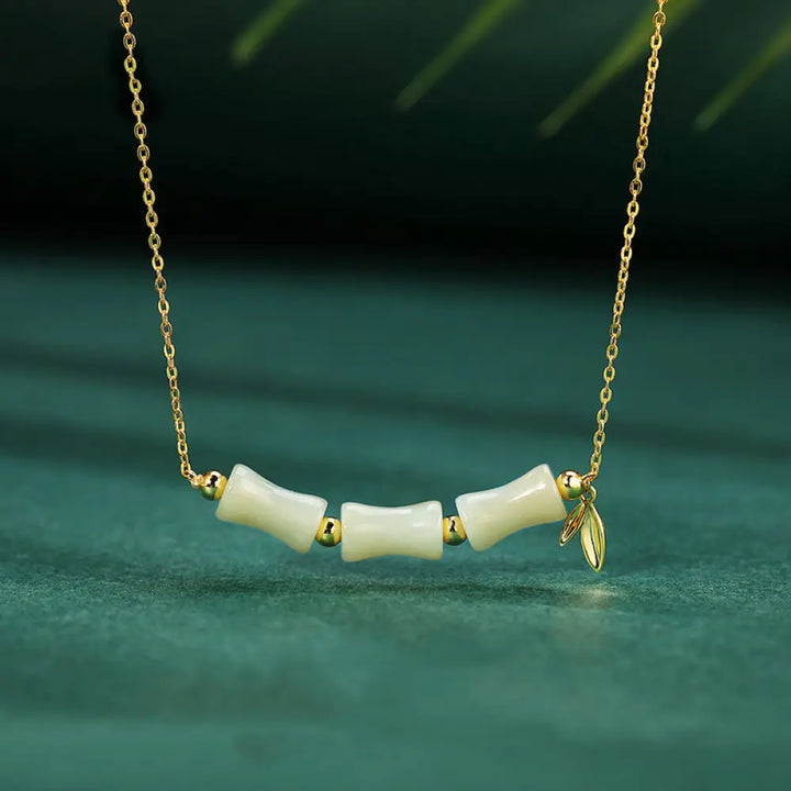 Buddha Stones Buddha Stones 925 Sterling Silver Hetian Jade Bamboo Fu Character Prosperity Necklace Pendant Bracelet - BWOOOH - Handcrafted 925 Sterling Silver jewelry