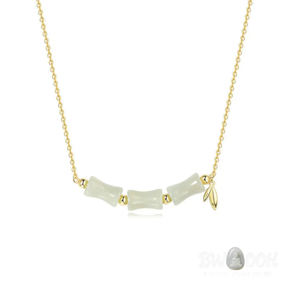 Buddha Stones 925 Sterling Silver Hetian Jade Bamboo Fu Character Prosperity Necklace Pendant Bracelet - BWOOOH
