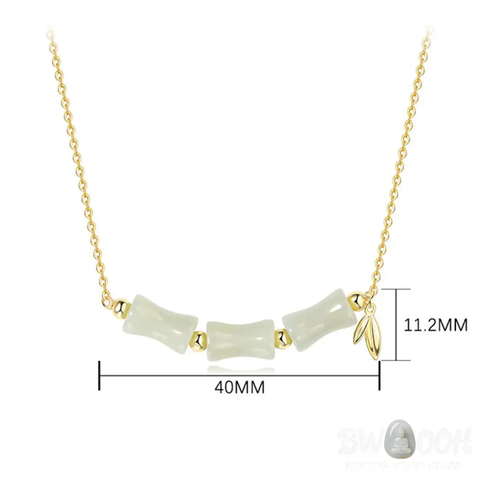 Buddha Stones 925 Sterling Silver Hetian Jade Bamboo Fu Character Prosperity Necklace Pendant Bracelet - BWOOOH