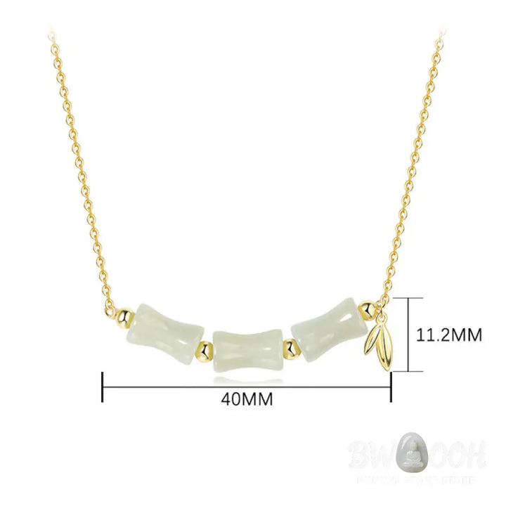 Buddha Stones 925 Sterling Silver Hetian Jade Bamboo Fu Character Prosperity Necklace Pendant Bracelet - BWOOOH