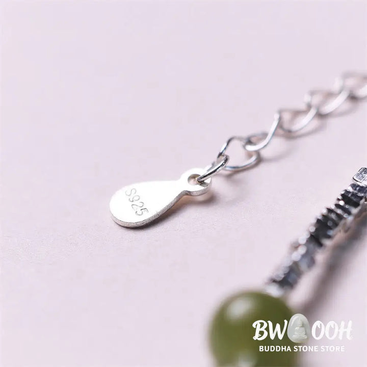 Buddha Stones 925 Sterling Silver Hetian Jade Bead Luck Chain Bracelet - BWOOOH - Hetian Jade(Prosperity♥Abundance)