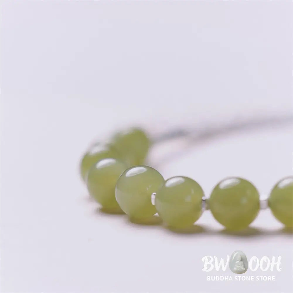 Buddha Stones 925 Sterling Silver Hetian Jade Bead Luck Chain Bracelet - BWOOOH - Hetian Jade(Prosperity♥Abundance)