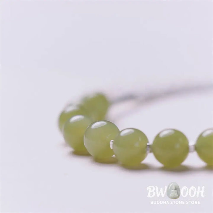Buddha Stones 925 Sterling Silver Hetian Jade Bead Luck Chain Bracelet - BWOOOH - Hetian Jade(Prosperity♥Abundance)