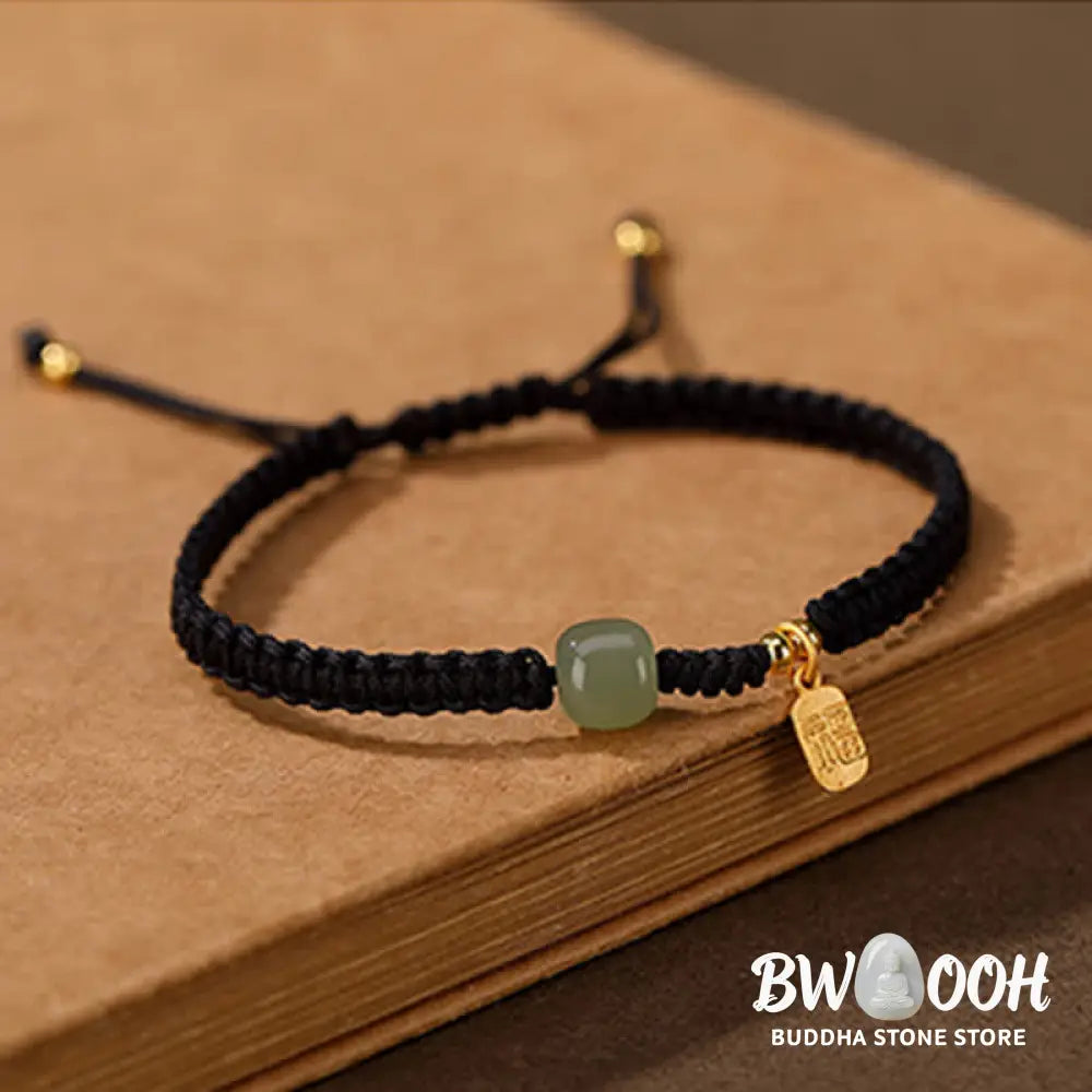 Buddha Stones 925 Sterling Silver Hetian Jade Blessing Wealth Red String Bracelet - BWOOOH - Bracelet