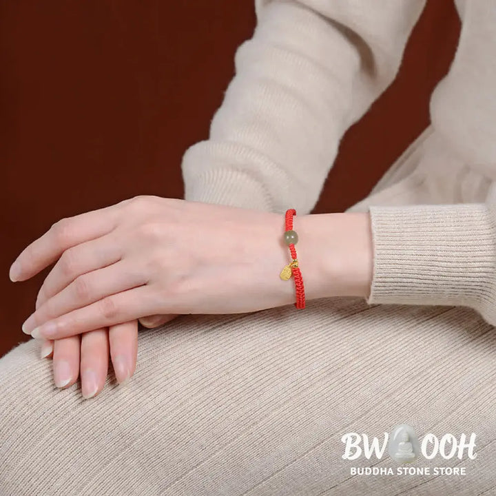 Buddha Stones 925 Sterling Silver Hetian Jade Blessing Wealth Red String Bracelet - BWOOOH - Bracelet