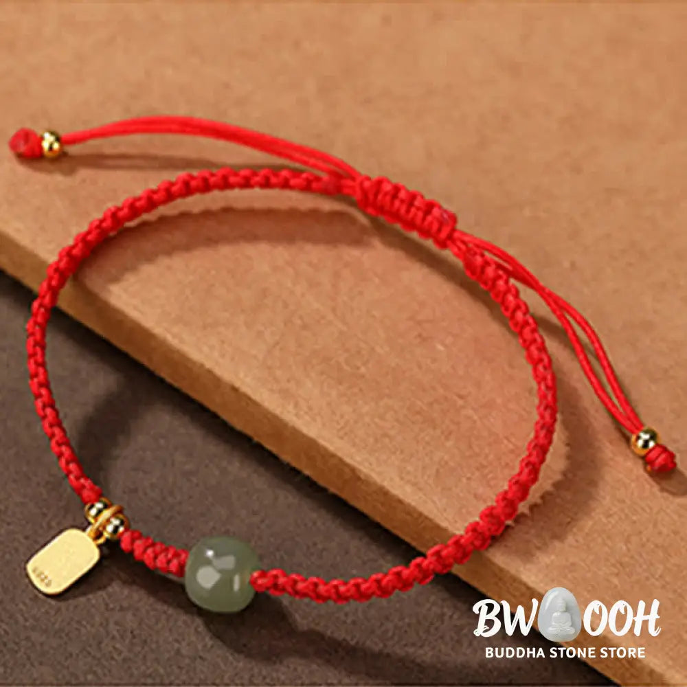 Buddha Stones 925 Sterling Silver Hetian Jade Blessing Wealth Red String Bracelet - BWOOOH - Bracelet