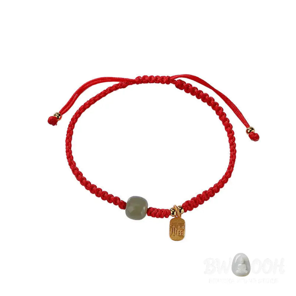 Buddha Stones 925 Sterling Silver Hetian Jade Blessing Wealth Red String Bracelet - BWOOOH - Bracelet