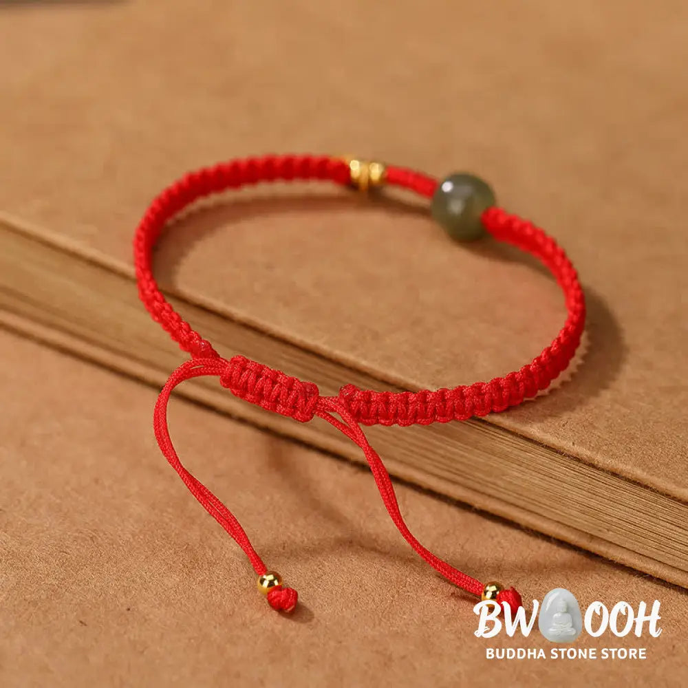 Buddha Stones 925 Sterling Silver Hetian Jade Blessing Wealth Red String Bracelet - BWOOOH - Bracelet