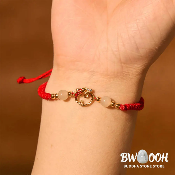 Buddha Stones 925 Sterling Silver Hetian Jade Cinnabar Koi Fish Year Of Snake Red String Protection Braided Bracelet