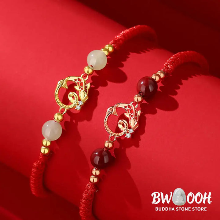 Buddha Stones 925 Sterling Silver Hetian Jade Cinnabar Koi Fish Year Of Snake Red String Protection Braided Bracelet
