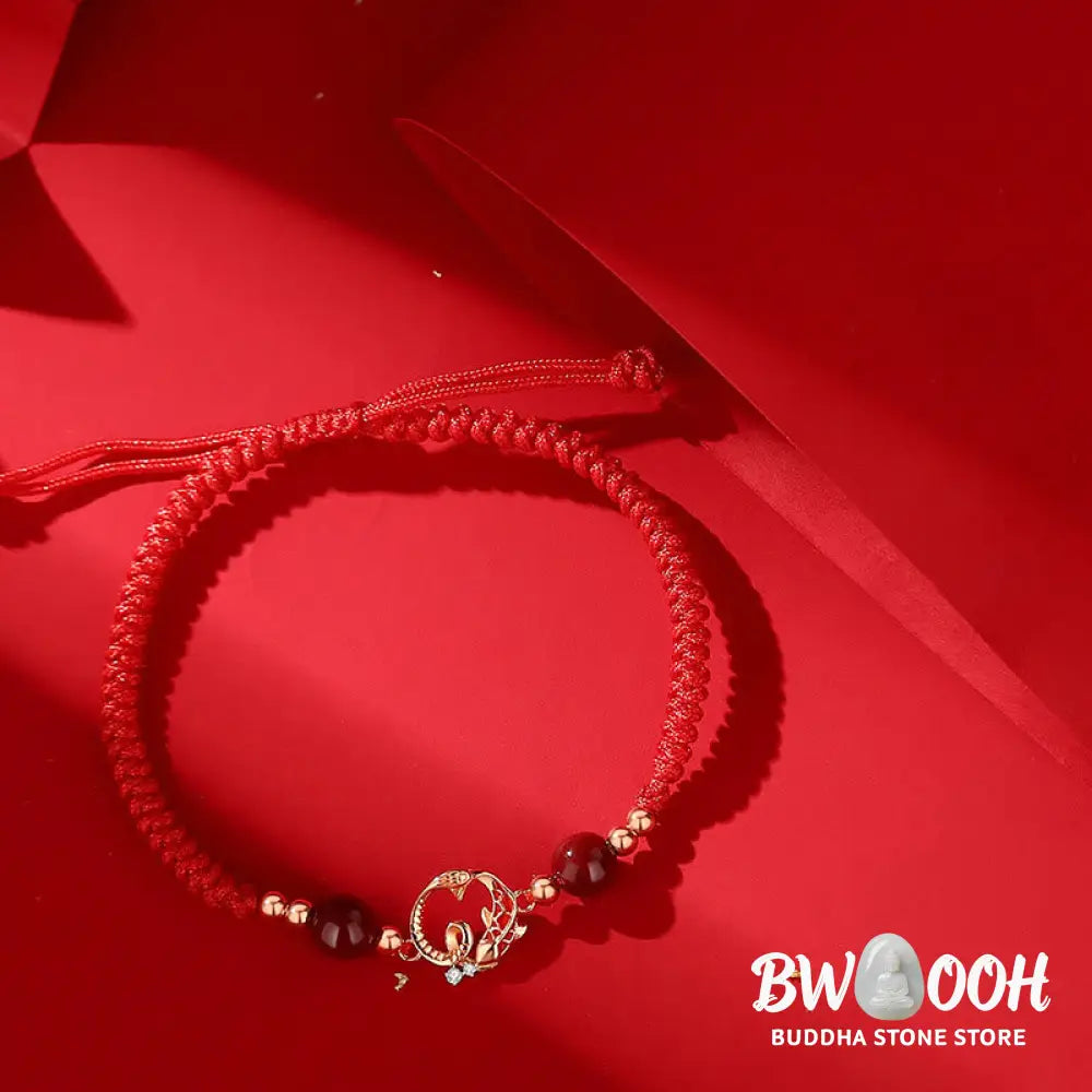 Buddha Stones 925 Sterling Silver Hetian Jade Cinnabar Koi Fish Year Of Snake Red String Protection Braided Bracelet