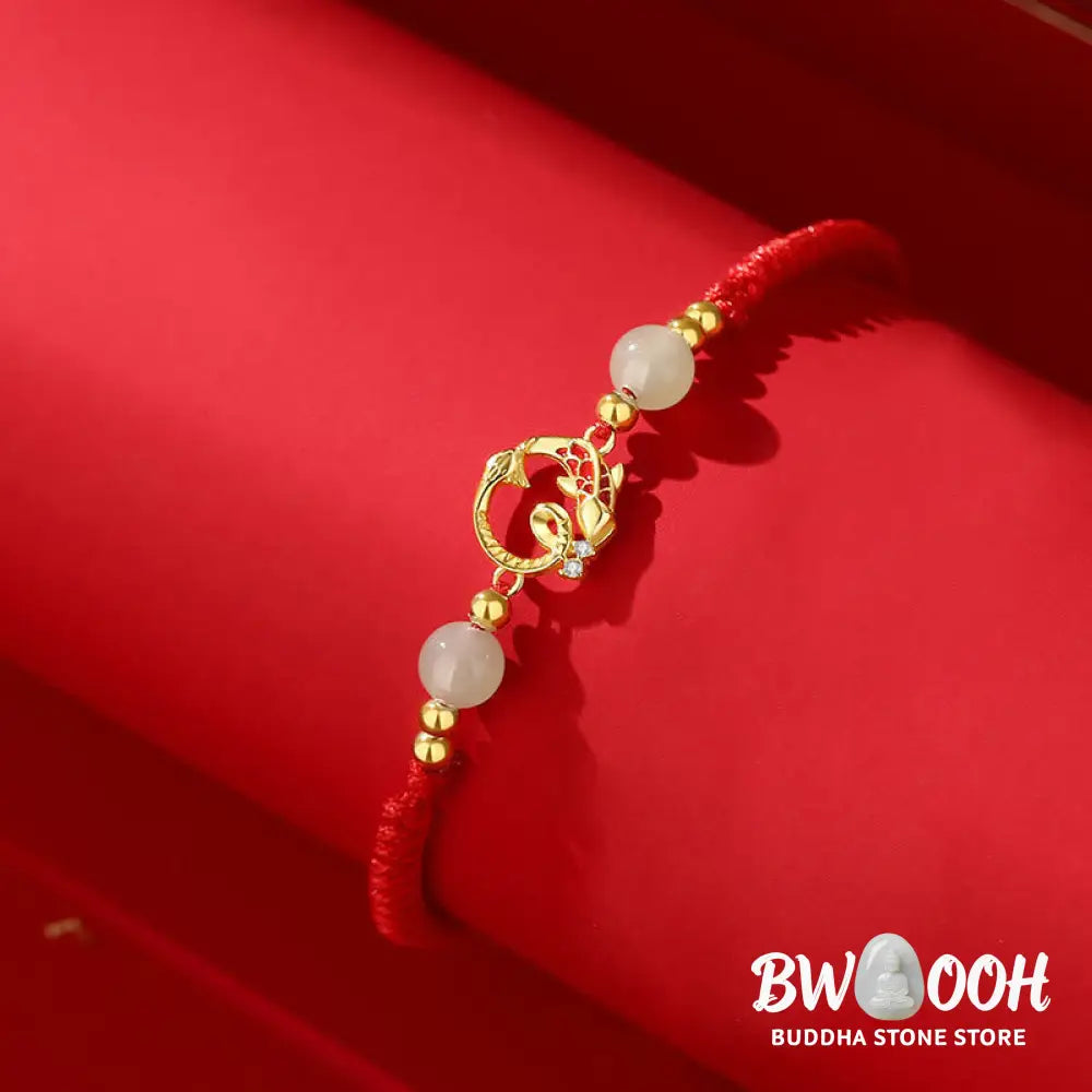 Buddha Stones 925 Sterling Silver Hetian Jade Cinnabar Koi Fish Year Of Snake Red String Protection Braided Bracelet