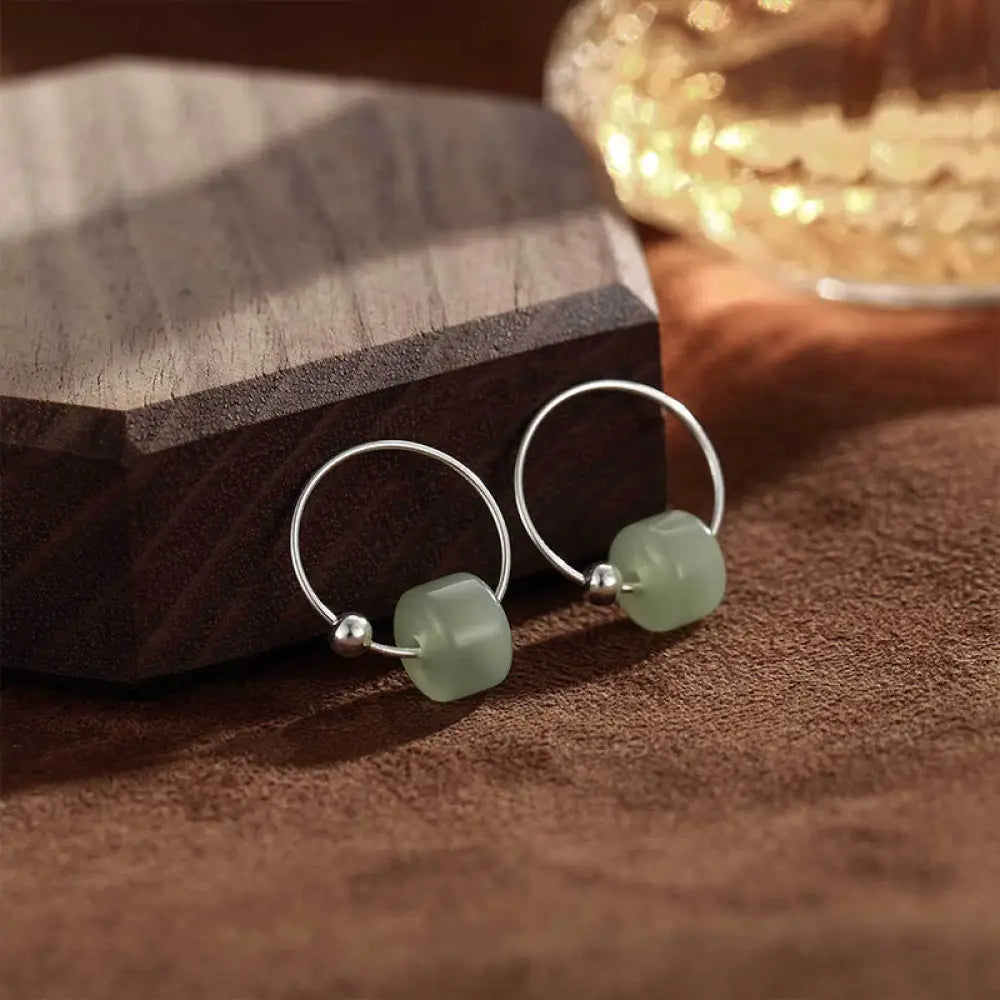 BWOOOH 925 Sterling Silver Hetian Jade Prosperity Earrings — Sterling Silver jade bracelet for spiritual healing and mindf...