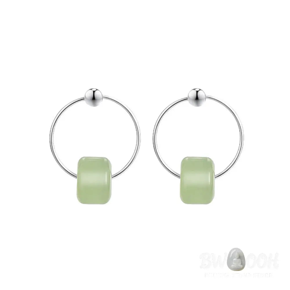 Buddha Stones 925 Sterling Silver Hetian Jade Prosperity Earrings - Hetian Jade(925 Sterling Silver Posts) - Earrings