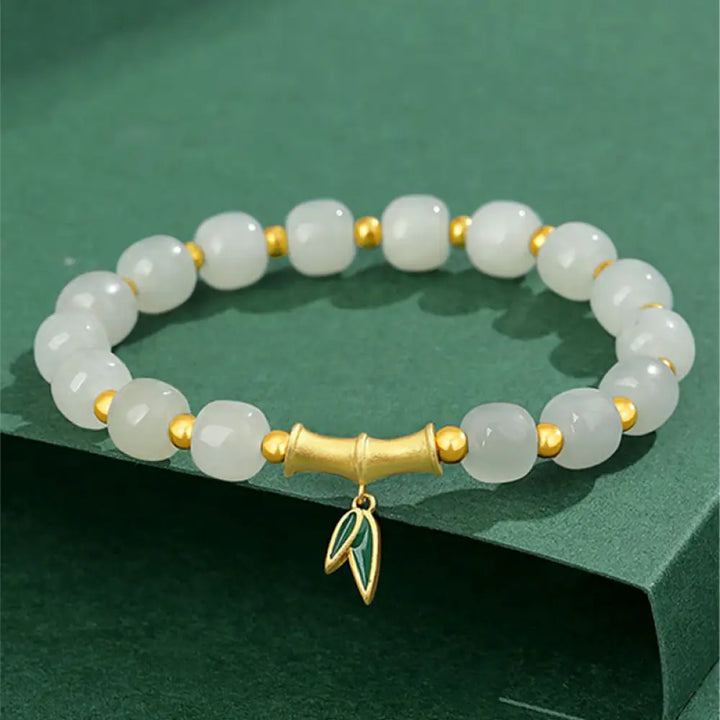 BWOOOH 925 Sterling Silver Hetian White Jade Bamboo Luck Bracelet - BWOOOH - Hetian White