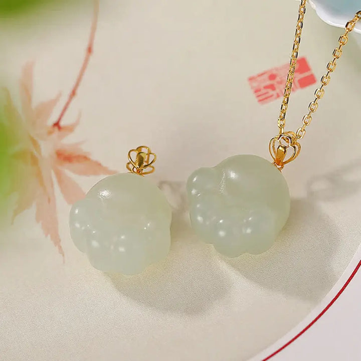 Buddha Stones Buddha Stones 925 Sterling Silver Hetian White Jade Cute Cat Paw Luck Necklace Pendant - BWOOOH - Handcrafted 925 Sterling Silver jewelry