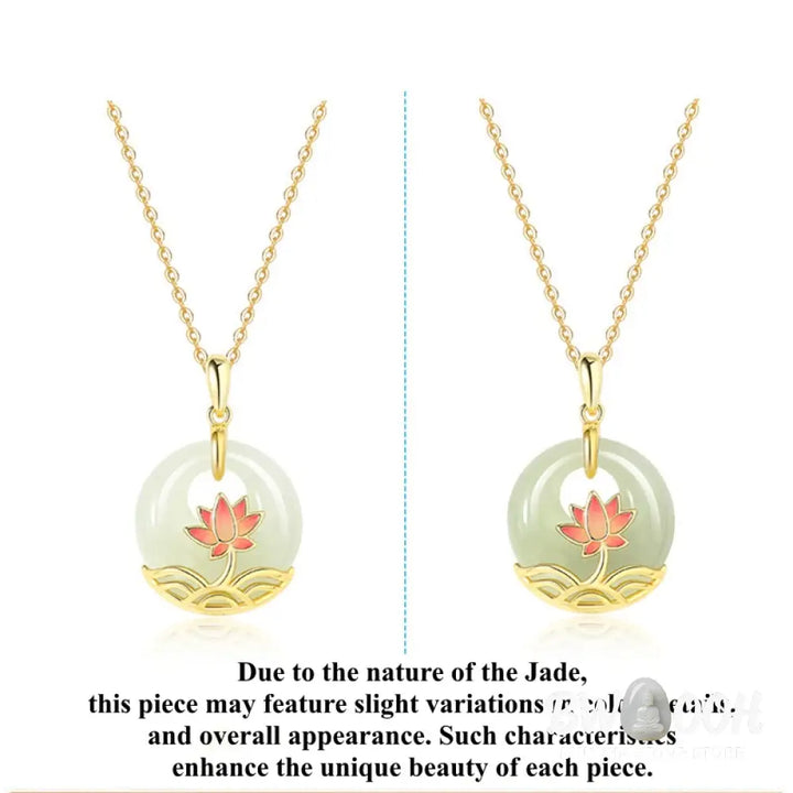 Buddha Stones 925 Sterling Silver Hetian White Jade Lotus Flower Blessing Necklace Pendant - BWOOOH - Hetian White