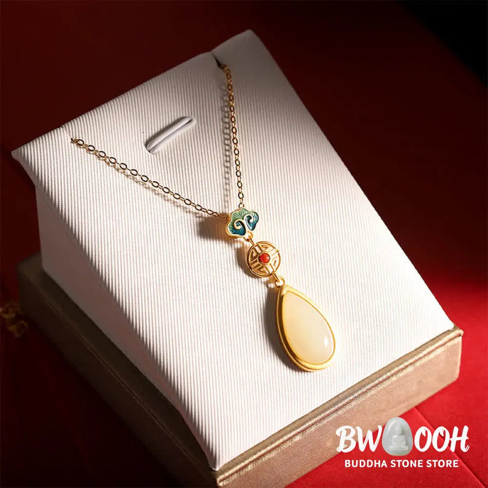 Buddha Stones 925 Sterling Silver Hetian White Jade Water Drop Chain Necklace Pendant Bracelet - BWOOOH - Bracelet