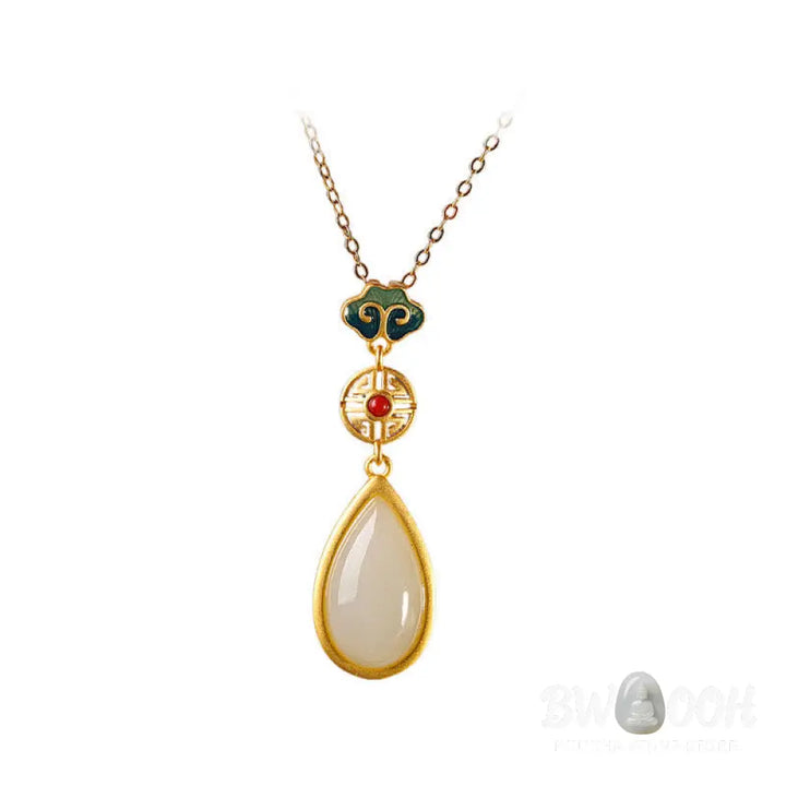 Buddha Stones 925 Sterling Silver Hetian White Jade Water Drop Chain Necklace Pendant Bracelet - BWOOOH - Bracelet