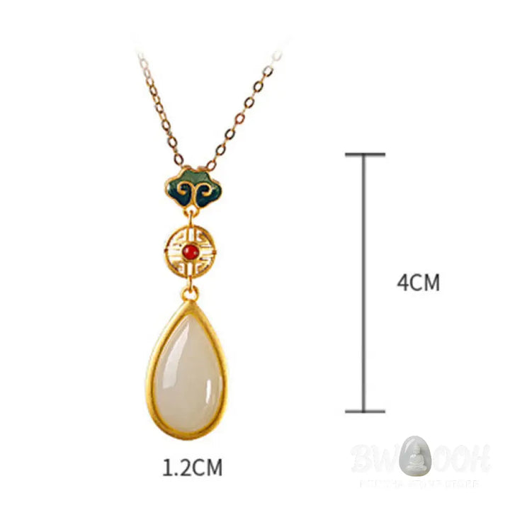 Buddha Stones 925 Sterling Silver Hetian White Jade Water Drop Chain Necklace Pendant Bracelet - BWOOOH - Bracelet
