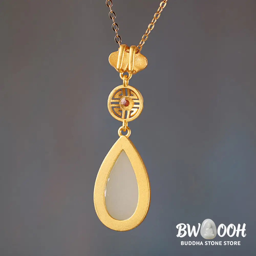 Buddha Stones 925 Sterling Silver Hetian White Jade Water Drop Chain Necklace Pendant Bracelet - BWOOOH - Bracelet