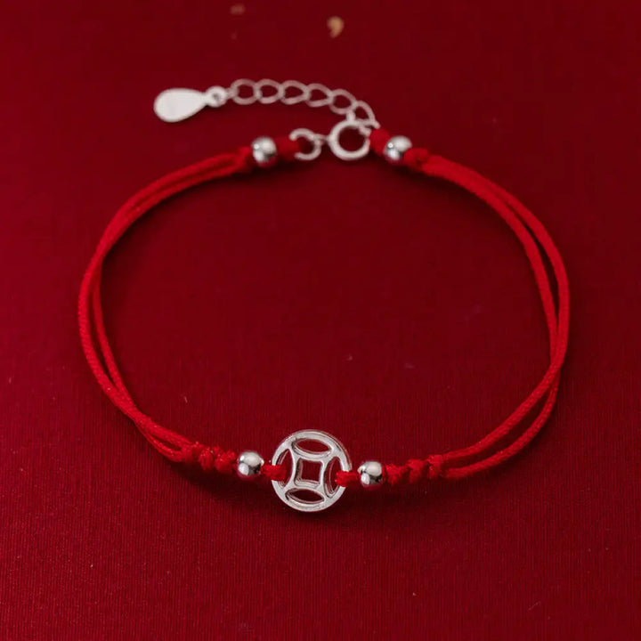BWOOOH 925 Sterling Silver Hollow Copper Coin Luck String