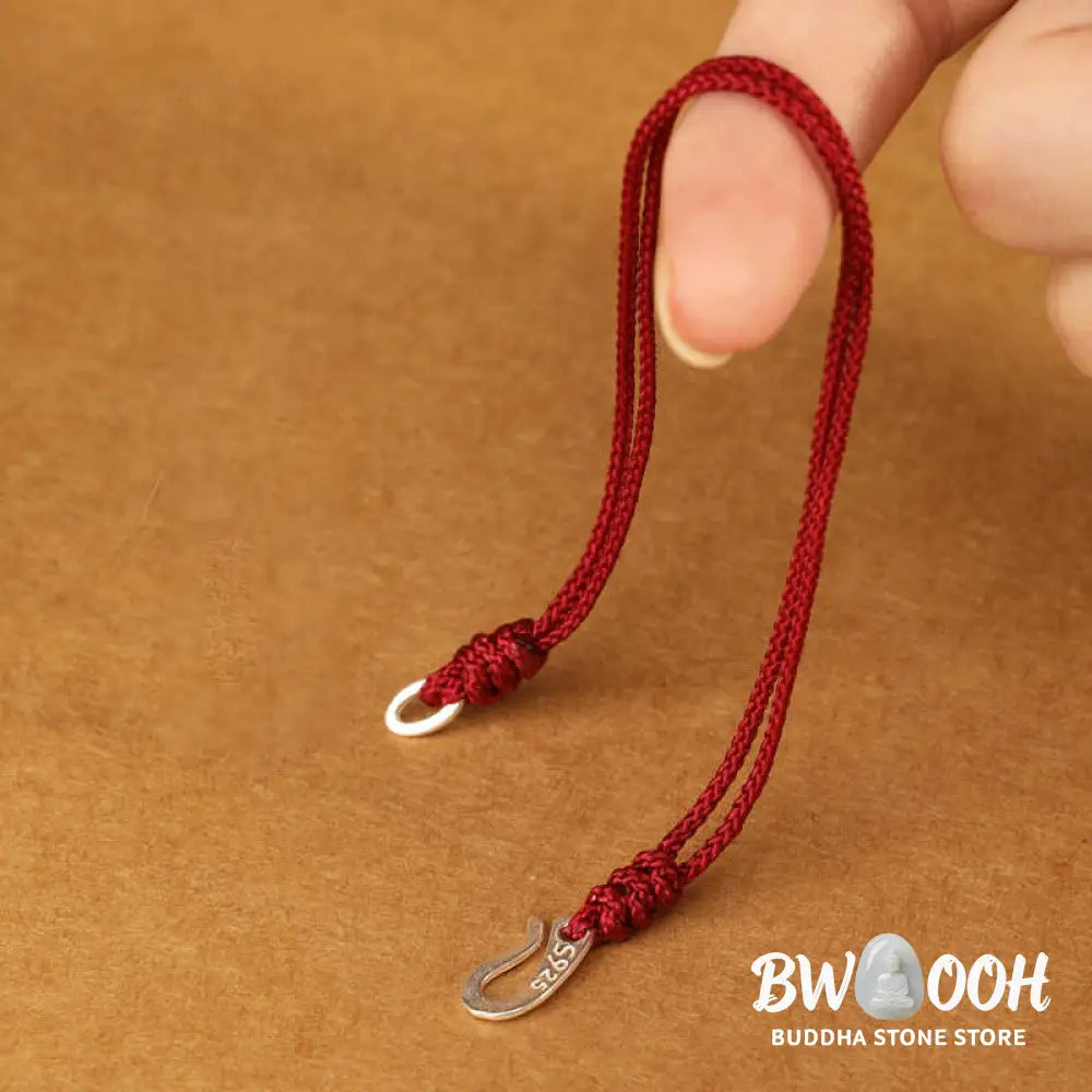 Buddha Stones 925 Sterling Silver Hook Design Red String Strength Colorful Bracelet - Bracelet