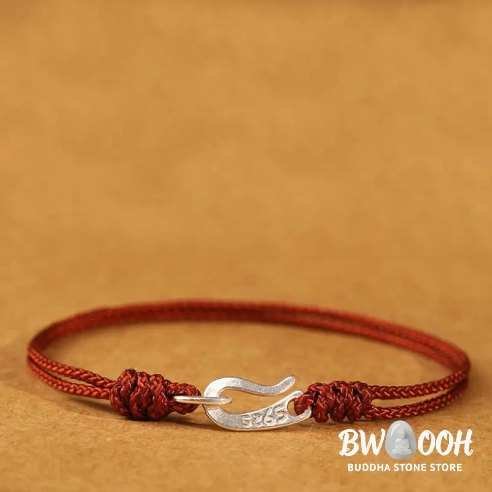 Buddha Stones 925 Sterling Silver Hook Design Red String Strength Colorful Bracelet - Bracelet