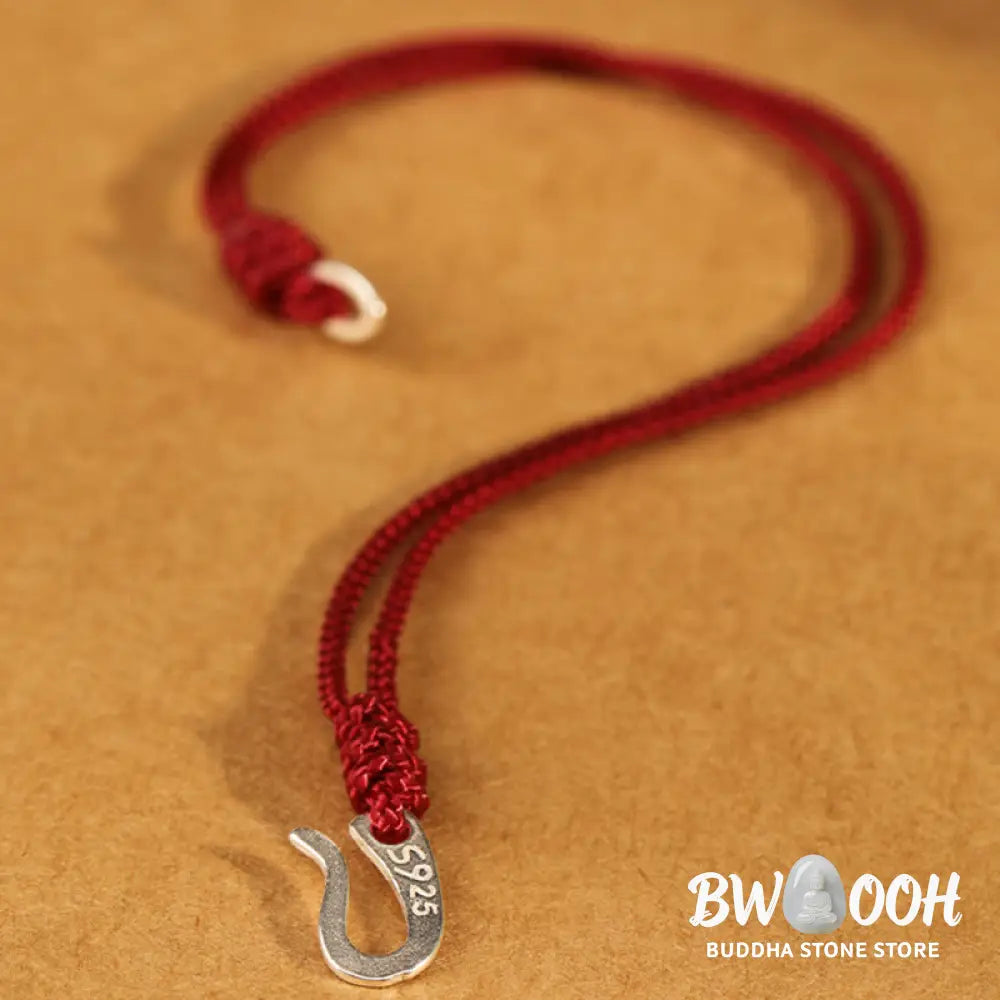 Buddha Stones 925 Sterling Silver Hook Design Red String Strength Colorful Bracelet - Bracelet