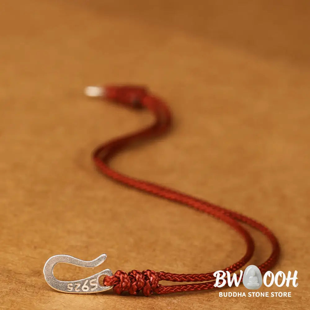 Buddha Stones 925 Sterling Silver Hook Design Red String Strength Colorful Bracelet - Bracelet
